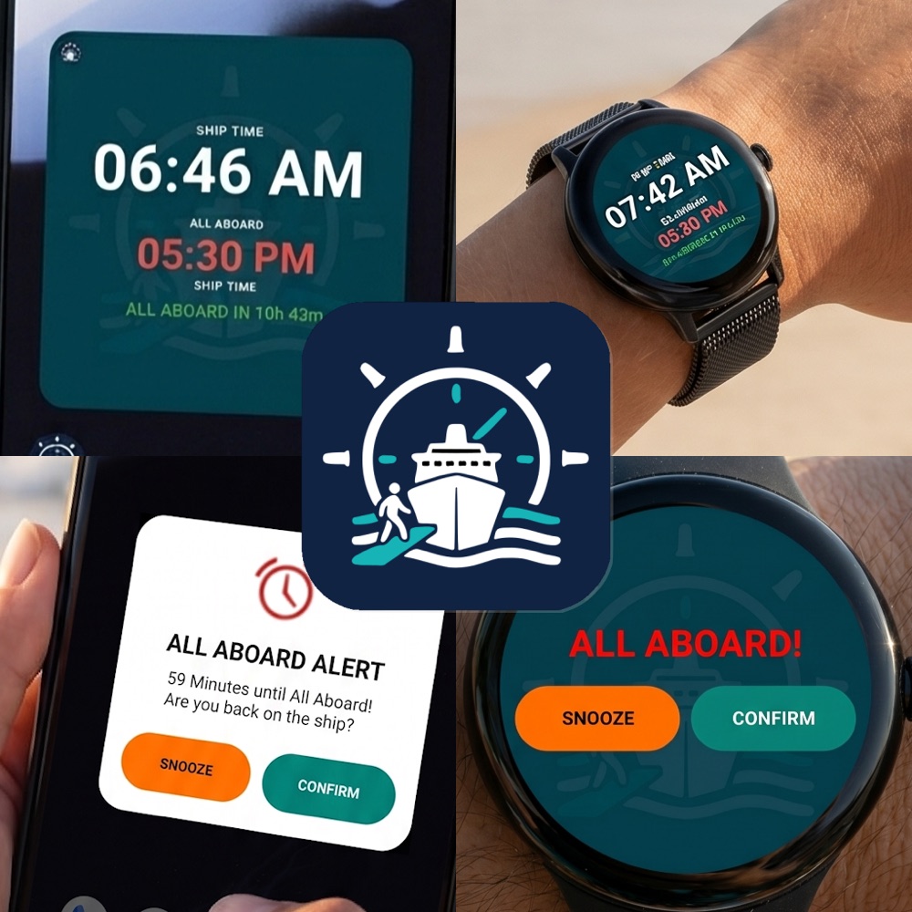 The All Aboard app on iPhone, Android, and watch