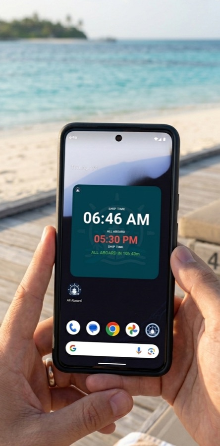 The all-aboard countdown and alarm screen